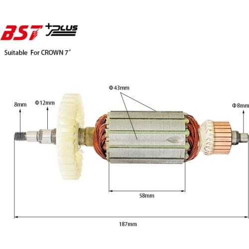 Rotor/Armature Suitable For Crown 7 inch Angle Grinder AC220V-240V