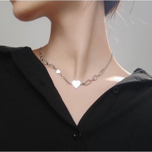 Silver Heart Necklaces 925 Sterling Silver Pendants Necklaces Punk Style