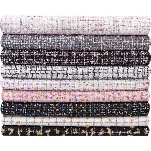 Width 59'' Fashionable Small Fragrance Woolen Tweed Fabric By The Half Yard For Vest Coat Skirt Material