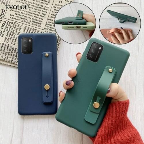 Wrist strap Silicone Case for Xiaomi POCO M3 X3 NFC Stand Phone Holder Back Cover for Xiaomi Mi 10T Lite 10 Pro Note 10 9 8 SE
