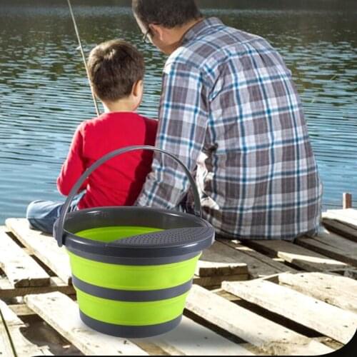 Collapsible Bucket with Drain Board & Handle Multipurpose Folding Washing Up Water Container for Outdoor Camping Hiking XR-Hot