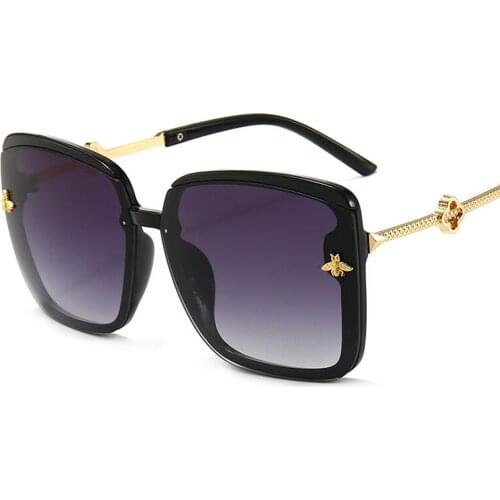 Oversized Little Bee Sunglasses for Women Vintage Luxury Brand Metal Sun Glasses Female Square Oculos Gafas Lentes De Sol 2021