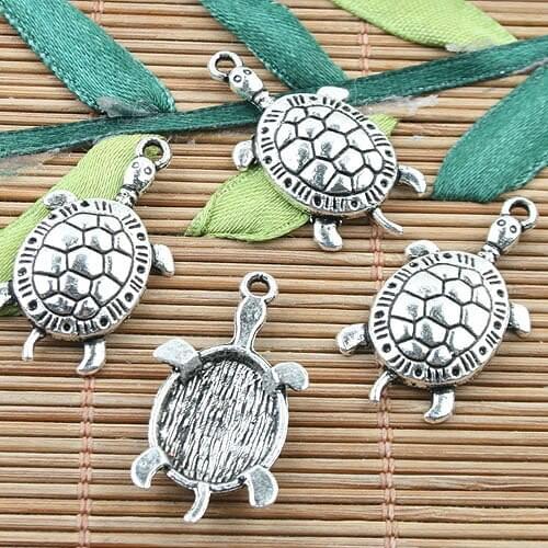 Tibetan Silver color turtle design pendant charms 26pcs EF0075