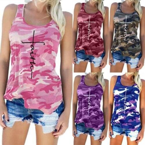 Look thin Women Camo Sport Vest Tops Blouse Summer Loose Casual Tank T-Shirt Tee