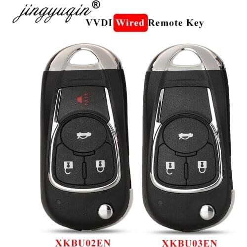 Jingyuqin XKBU02EN /XKBU03EN Wire Flip Universal Wired Remote Key For Buick Style 3/4 Buttons for VVDI Key Tool English Version