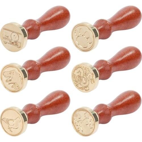 Retro Plant Pattern Fire Paint Seal Wax Seal Stamp Head Wooden Handle Set For Wedding Invitation Antique Stamp Gifts