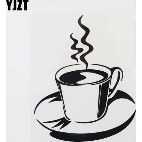 YJZT 12CM×14.9CM Creative Coffee Cup Car Sticker Individualization Vinyl Decal Black/Silver 13E-0051