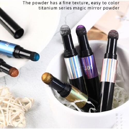 Mirror Nail Air Cushion Magic Powder Convenience Pen Nail Powder Glitter Mirror Effect Powder Manicure Nails Tips Pigment Dust