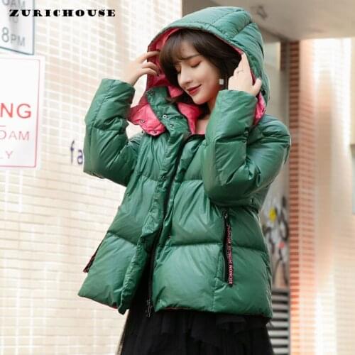 ZURICHOUSE 2021 Womens Down Jacket Europe Style High Quality Fashion Hit Color Liner Design Thick Warm Hooded Down Parka P3510