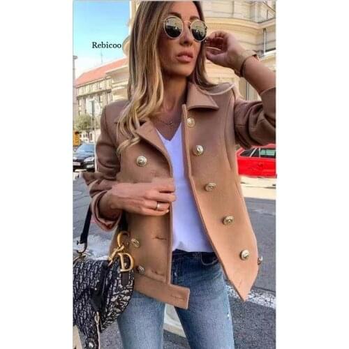 Women Coats Wool Blends Short Jackets Casual Warm Overcoat Fashion Long Women Jacket Double Breasted New Winter