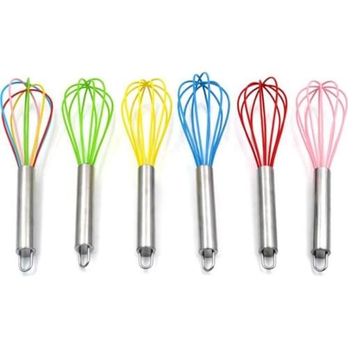 10 Inch Wire Whisk Stirrer Mixer Egg Beater Color Silicone Egg Whisk Stainless Steel Handle household Baking Tool SN3029