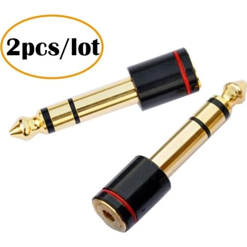 2pcs 6.35mm 1/4"Male plug to 3.5mm 1/8" Female cable Stereo TRS 6.35 to 3.5 Jack Gold plated Headphone Audio Adapter converter