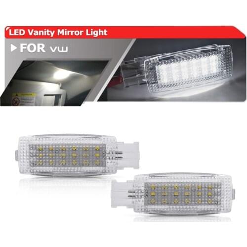 2x White Car Interior Vanity Mirror Visor Reading Lamps For VW Golf 5 6 Plus EOS Passat SKODA Superb2 Scirocco For Seat Alhambra