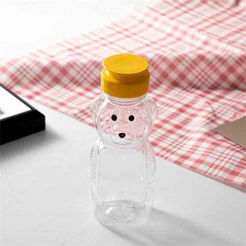 240ML Cute Cartoon Bear Straw Cup Squeezable Milk Tea Juice Bear Bottle BBQ Honey Bottle Kitchen Meal Bar Drink Tableware 1PC