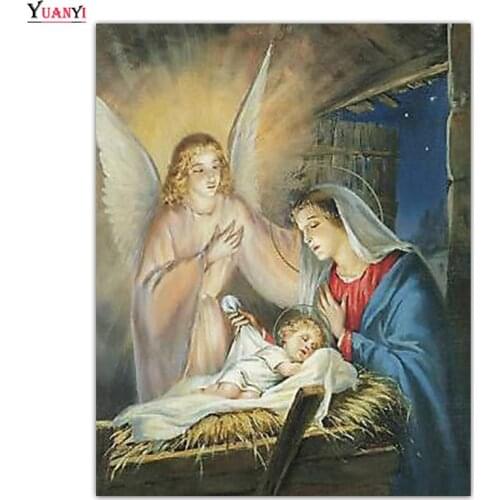 5D DIY Diamond Painting Cross Stitch Religion Jesus Full Square Diamond Embroidery Full Round Diamond Mosaic Rhinestone Decor