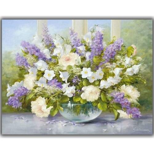 Diy diamond painting flower pot diamond embroidery Lilac flower 3d square diamond mosaic sequins art full embroidery icon