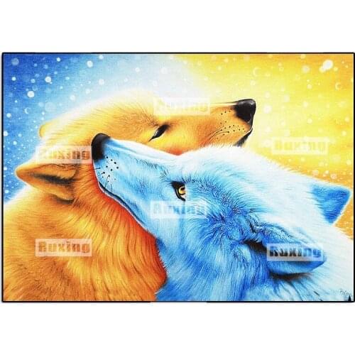 DIY Diamond Painting wolf love Cross Stitch Kits Full Diamond Mosaic Crystal Diamond Embroidery Patterns Rhinestones Home decor