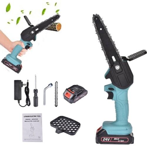 6 Inch Mini Electric Chainsaw Cordless Handheld Pruning Saw Portable Battery Wood Cutter Home Garden Logging Power Tool 550W