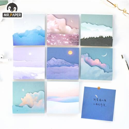 JIUMO 80Pcs/set 8Designs Moon Fantasy Series Ins Style Memo Pads Loose Leaf Hand Account Decor Material Paper Message Note Paper