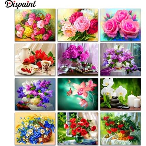 Dispaint Full Square/Round Drill 5D DIY Diamond Painting "Colored flower" 3D Embroidery Cross Stitch 3D Home Decor Gift