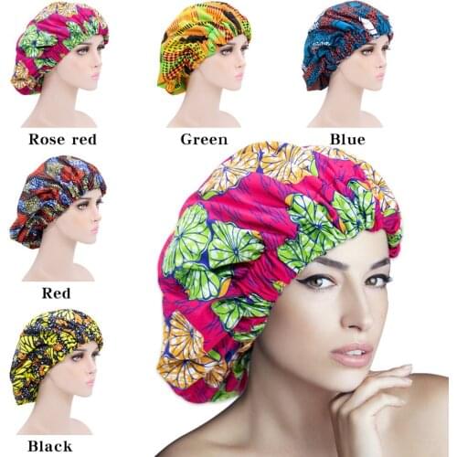 2020 New Large Satin Tie Dye Lined Bonnet Sleep Caps Double Sided Beanie Silk Headdress For Ladies Hair Care Beauty Shower Hat