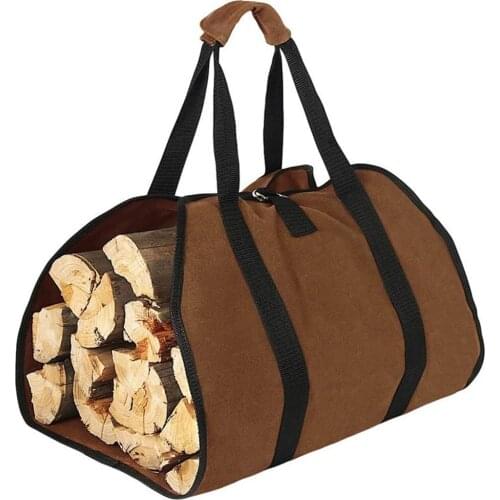 New Durable Firewood Storage Bag Waxed Canvas Outdoor Camping Wood Log Carrier Match Bag Firewood Holder With Handles