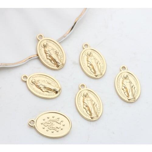 Zinc Alloy Charms Golden Oval Coin Virgin Mary Charms Pendant For DIY Fashion Necklace Jewelry Bracelet Making Accessories