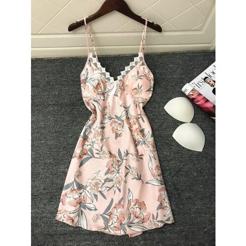 Sexy Casual Women Lingerie Solid Sleeveless Silk Nightgown Mini V Neck Sleepwear Dress Nightdress Homewear