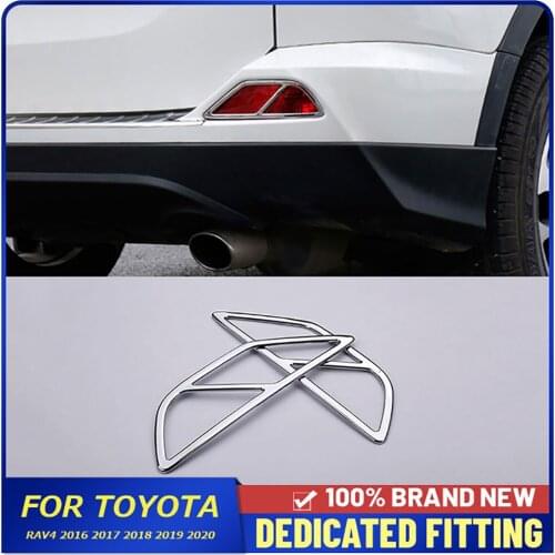 Fit For Toyota RAV4 2016 2017 2018 2019 2020 ABS Chrome Rear Bumper Fog Lamp Decorative Cover Trims Stickers Auto Parts