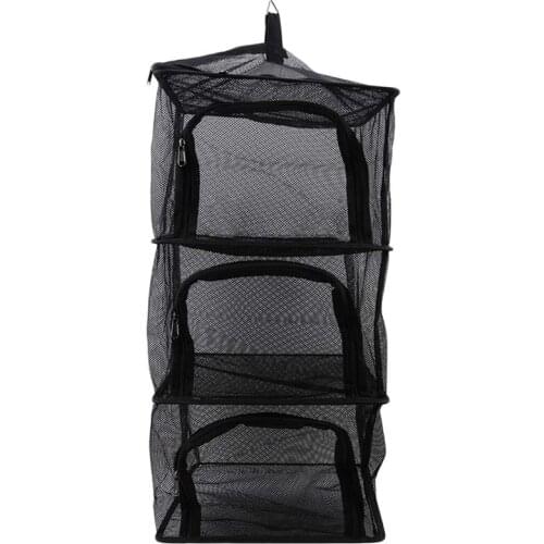 Camping Dry Net, 4 Layer Folding Hanging Mesh Dish Dryer Rack Shelf Food Storage Net Basket For BBQ Tableware, Vegetables, Fis
