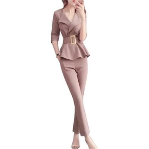 Professional suit female summer ew fashion ladies small fragrance style temperament pants set two-piece