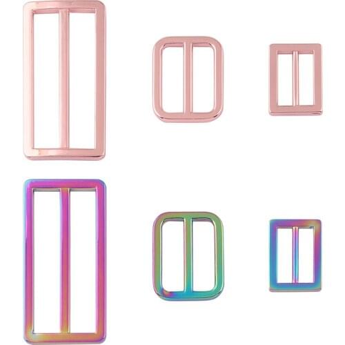 20-50mm rainbow Adjuster Slide Rectangle Buckle,Purse Bag Clasp Metal Strap Buckle Backpack Belt Buckle Handbag Webbing Hardware