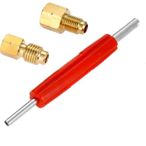 R1234yf Adapter with Valve Core Fit for Refrigeration Conversion with 1 Valve Core Remover Female FL x 1/2'' Acme LH-Male