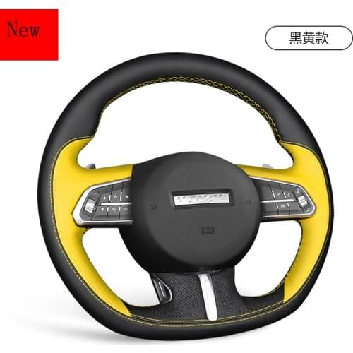 Custom Leather Hand-sewn Car Steering Wheel Cover for Haval F7 F7x F5 H6 Car Interior Modification Accessories