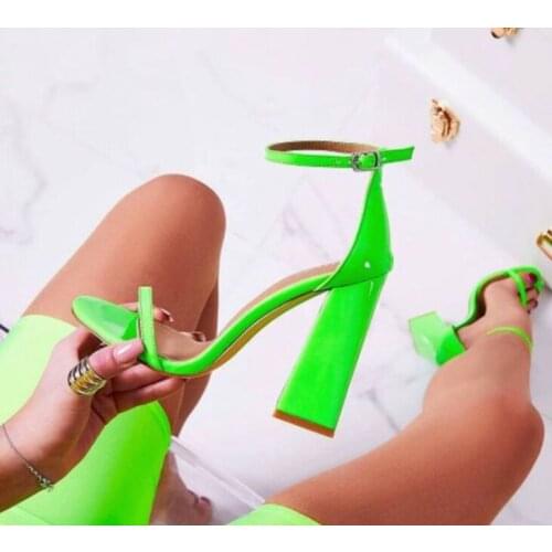 Square High Heel Buckle Strap Sandals Women Open Toe Customized Solid Leather Fashion Luxury Designer Party Dress Shoes Summer