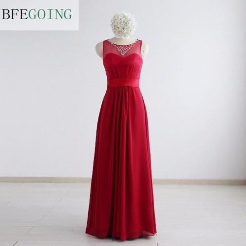Chiffon Beading Scoop Sleeveless Floor-Length A-Line Mother of the Bride Dress Custom Made