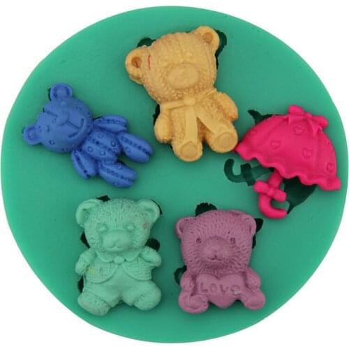 DIY Bear And Umberall Silicone Molds For Cake Decoration Baking Mould Silicone Fondant Polymer 3D Clay Molds