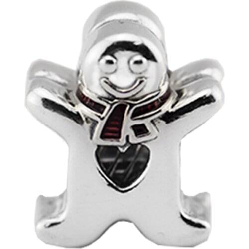 Fit Pandora Bracelets 925 Original Sweet Gingerbread Man Charm Sterling Silver Charms Beads for Jewelry Making Party Gift KRALEN