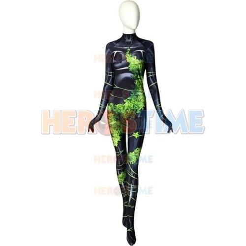 High Quality Poison Ivy Costume 3D Printing Spandex Cosplay Costume Halloween female superhero Bodysuit