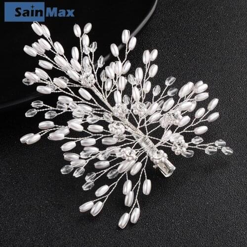 Sainmax Handmade Pearl Bridal Hair Clips Wedding Headwear for Bridal Accessories Wedding Photograph Decorations