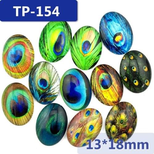 ZEROUP 13x18mm oval photo glass cabochon mixed patterns fit pendant base setting for flat back jewelry embellishment 50pcs/lot