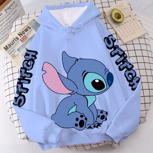 Disney Stitch Kawaii Clothes Hoodie Women Sweetshirts Plus Size Women Clothing Winter Harajuku Long Sleeve Top Anime Hoodies