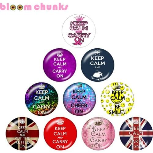 Keep calm and word 10pcs mixed 12mm/18mm/20mm/25mm Round photo glass cabochon demo flat back Making findings S1634