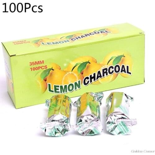 100pcs Lemon Flavored Shisha Hookah Charcoal Quick-lighting Burning Carbon Even Lasting Long Flavored