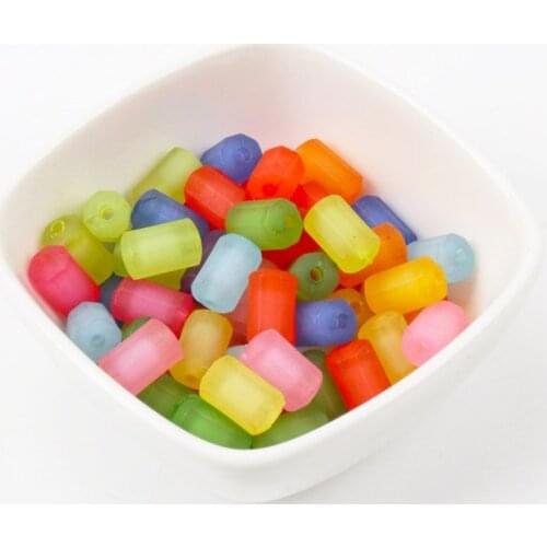 20pcs Mixed Cylindrical Frosted Acrylic Spacer Beads For jewelry making Diy 13x7mm KL256