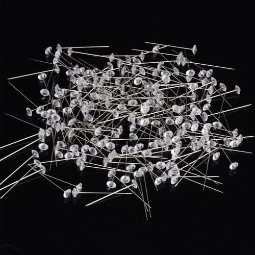 200pcs/Set 40mm Transparent Diamond Pins Diamante Bling Fashion Decoration for Bouquet Wedding Flowers