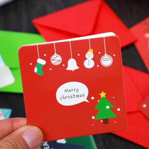 24pcs/Set Cartoon Mini Santa Claus Snowman Merry Christmas Postcard with Envelope Greeting Card for Christmas New Year Gift Card