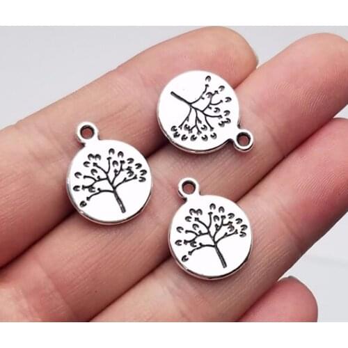 25pcs/lot--15mm, tree cham,Antique silver plated double side tone tree of life charms,DIY supplies,Jewelry accessories
