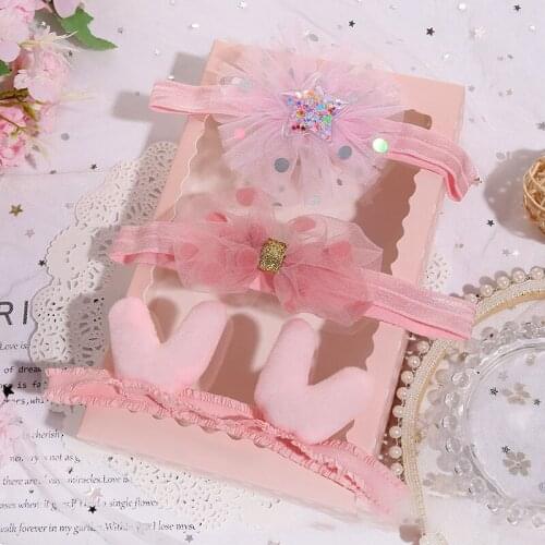 3Pcs/Set Princess Bowknot Baby Headband Sweet Floral Newborn Toddler Hair Band Soft Elastic Cartoon Kid Headwear For Baby Girl