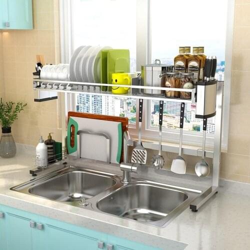 304 Stainless Steel Dish Rack Telescopic Drain Basket Kitchen Sink Rack Storage Rack Drying Dish Rack Space Saving